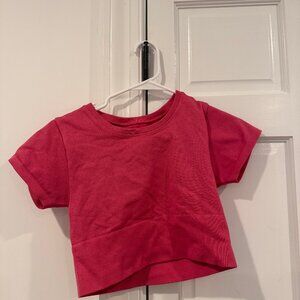 Aerie Hot Pink Offline Cropped Tee